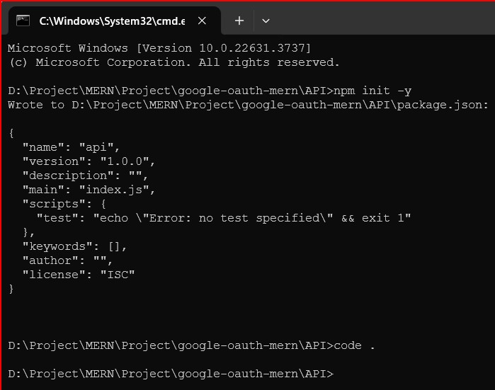 Default project folder